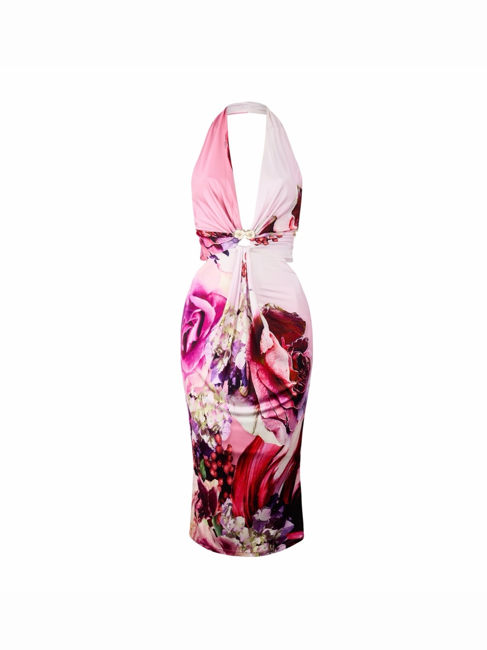Read Description - Roberto Cavalli 2000s Floral Purple Halter Neck Dress